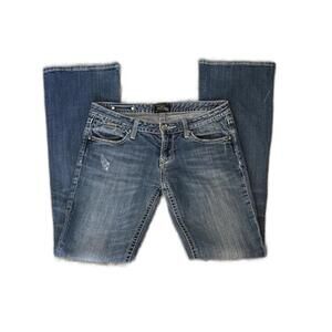 Y2K 2000s‎ ReRock Express Distressed Hip Hugger Flare Leg Jeans